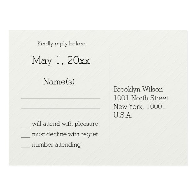 Black And White Calligraphy Wedding RSVP Postcards