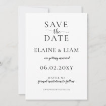 Black and White Calligraphy Wedding Save The Date