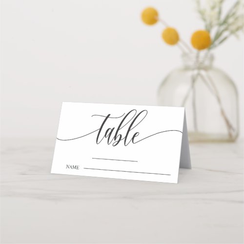 Black And White Calligraphy Wedding Table Number Place Card