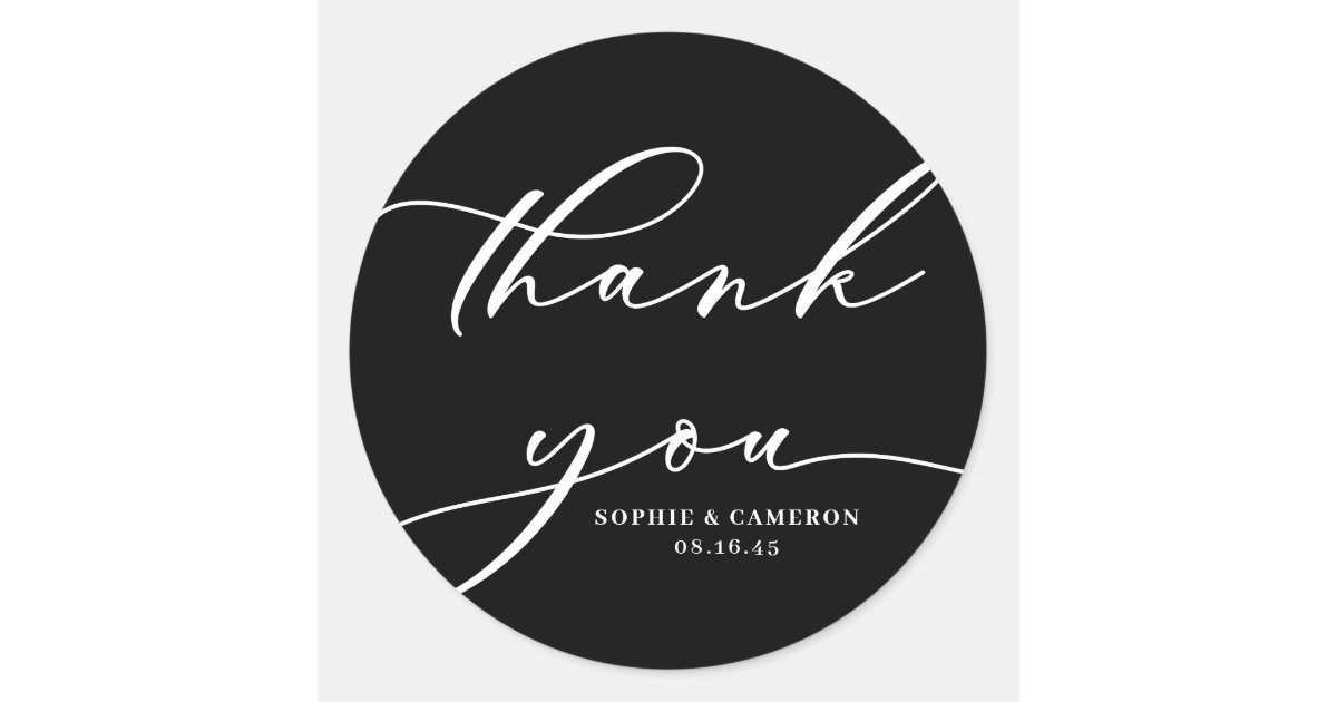 Thank you sticker Hand lettered, Zazzle