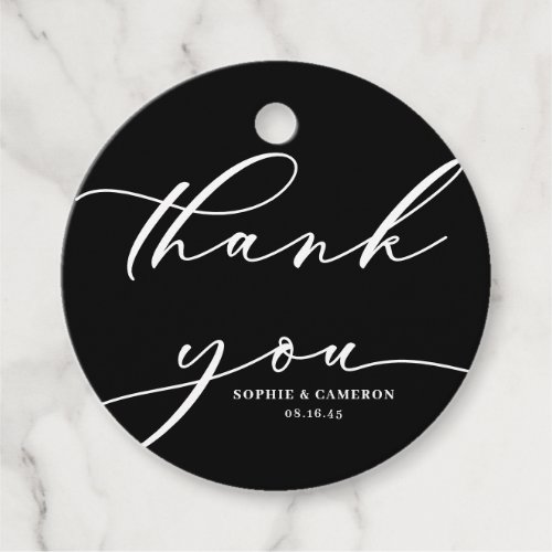 Black and White Calligraphy Wedding Thank You Favor Tags