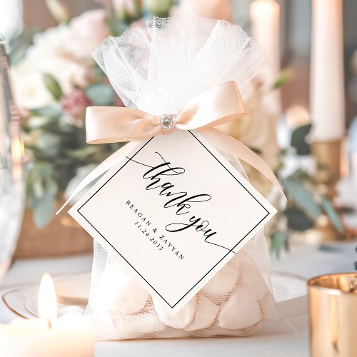 Black And White Calligraphy Wedding Thank You Favor Tags