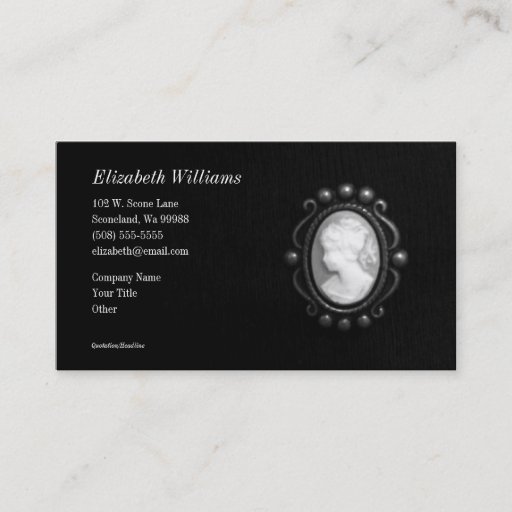 Customizable Black and White Cameo Silhouette Business Card