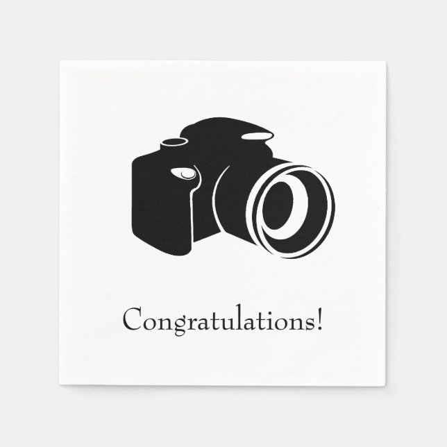 Black and White Camera Congratulations Napkins (Front)