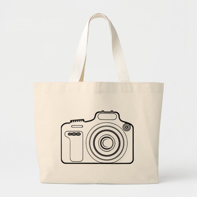 Black and white camera large tote bag (Front)