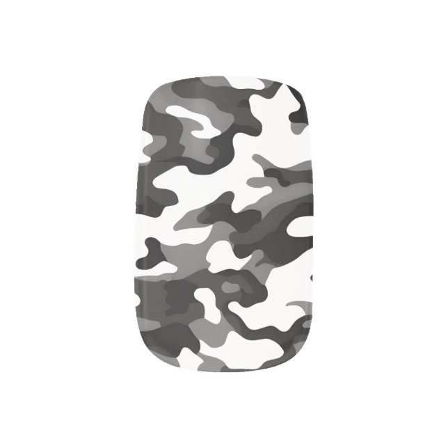 Black and White Camo Minx Nail Art (Left Thumb)