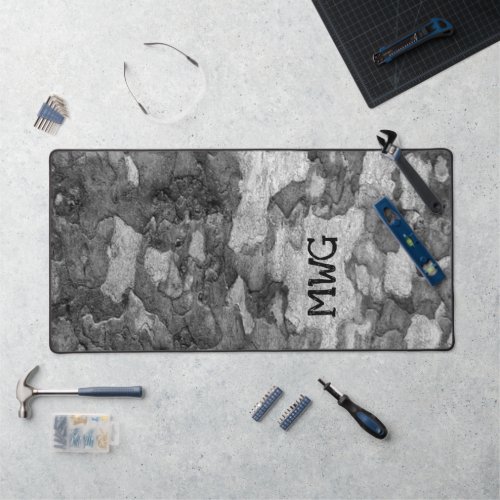 Black and White camouflage bark camo Monogram Desk Mat