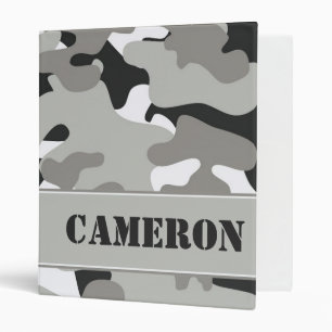Black and White Camouflage (Camo) Personalized 3 Ring Binder