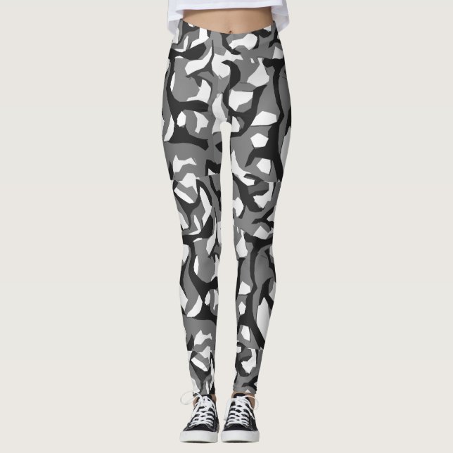 Black and white camouflage leggings (Front)