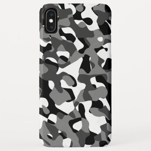 Black and White Camouflage Print Pattern iPhone XS Max Case