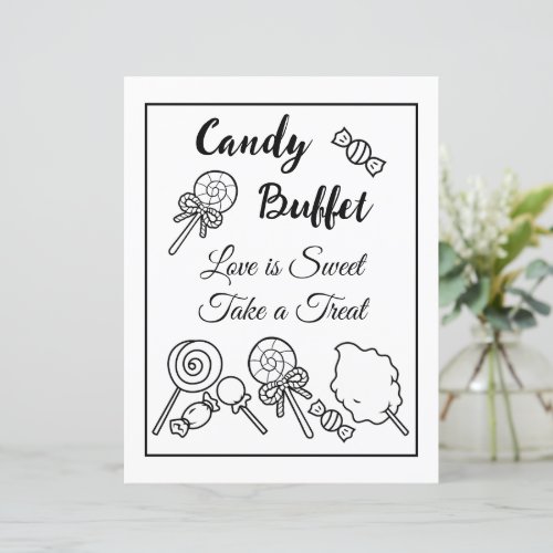 Black and White Candy Buffet Wedding Sign 