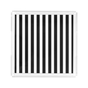 Black and white candy stripes acrylic tray