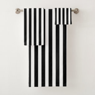 Black and white candy stripes bath towel set
