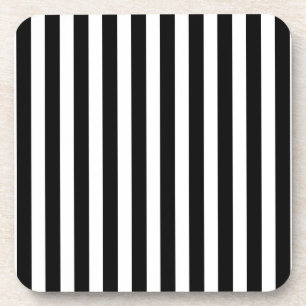 Black and white candy stripes beverage coaster