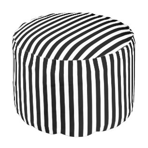 Black and white candy stripes pouf