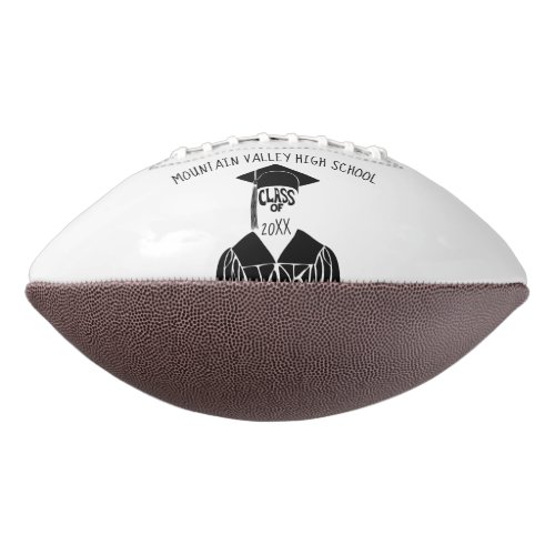 Black and White Cap and Gown Graduation Football