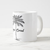Black and White Cape Coral & Palm design Large Coffee Mug (Front Right)