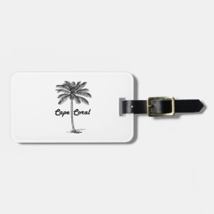 Black and White Cape Coral & Palm design Luggage Tag