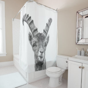 Black and White Capricorn Shower Curtain