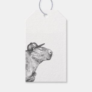 Black and White Capybara Gift Tags