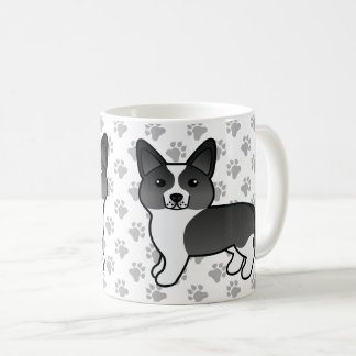 Black And White Cardigan Welsh Corgi Cartoon Dog Coffee Mug