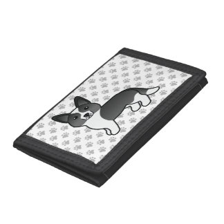 Black And White Cardigan Welsh Corgi Cartoon Dog Trifold Wallet