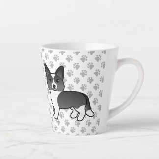 Black And White Cardigan Welsh Corgi Dog &amp; Paws Latte Mug