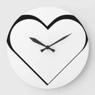 black and white - cardio Heart Large Clock