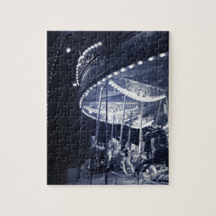 Black and white carousel jigsaw puzzle