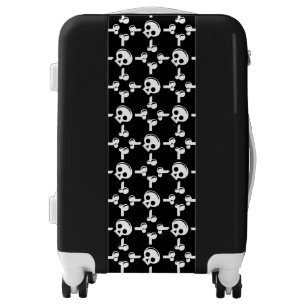 Black and White Carry On Luggage Suitcase/Skulls