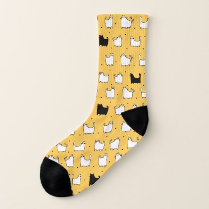 Black and White Cartoon Cats Socks