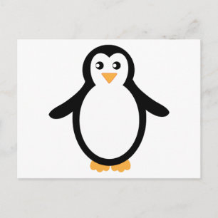 Black and White Cartoon Penguin Postcard