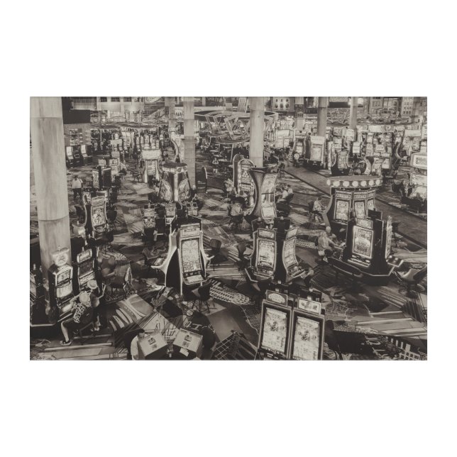 Black and White Casino Slot Machines Acrylic Print (Front)