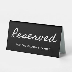 Black and White Casual Calligraphy Reserved Table Tent