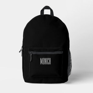 Black and White Casual Name Printed Backpack