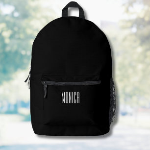 Black and White Casual Name  Printed Backpack