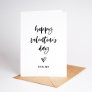 Black and White Casual Script and Heart Valentine Holiday Card