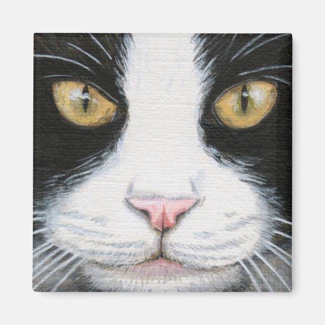 Black and White Cat #1 Magnet (Front)