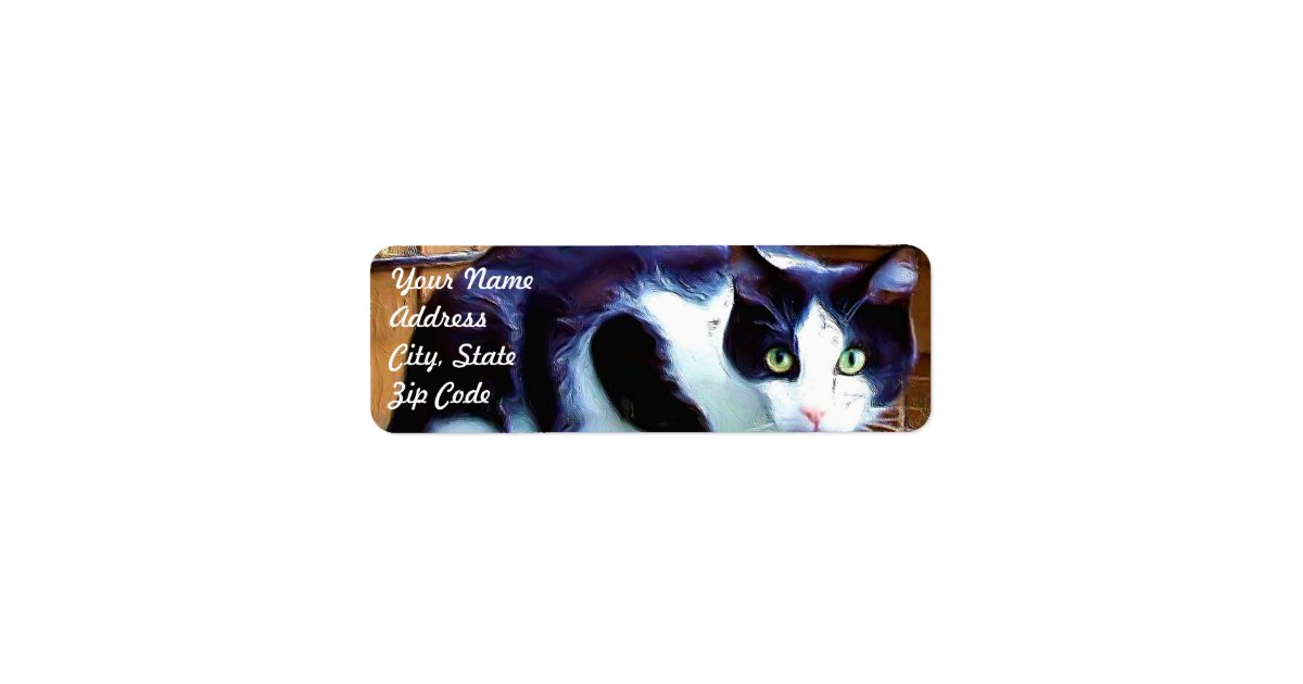 Black and White Cat Address Labels Zazzle