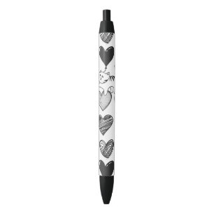 Black and White Cat and Heart Pattern Pen