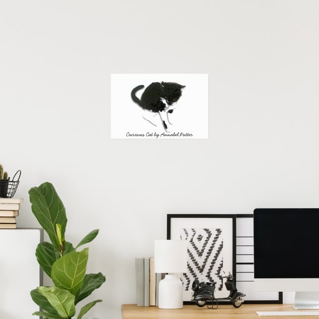 Black and White Cat Art Custom Poster (Home Office)