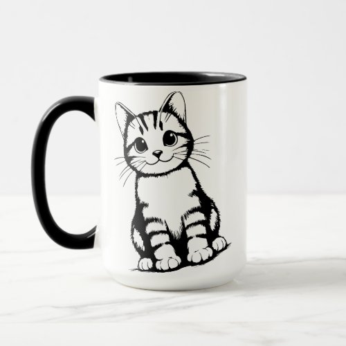 Black and White Cat Art Mug