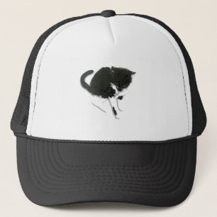 Black and White Cat Artwork Trucker Hat