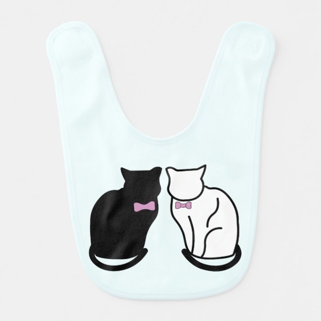Black and White Cat Baby Bib (Front)