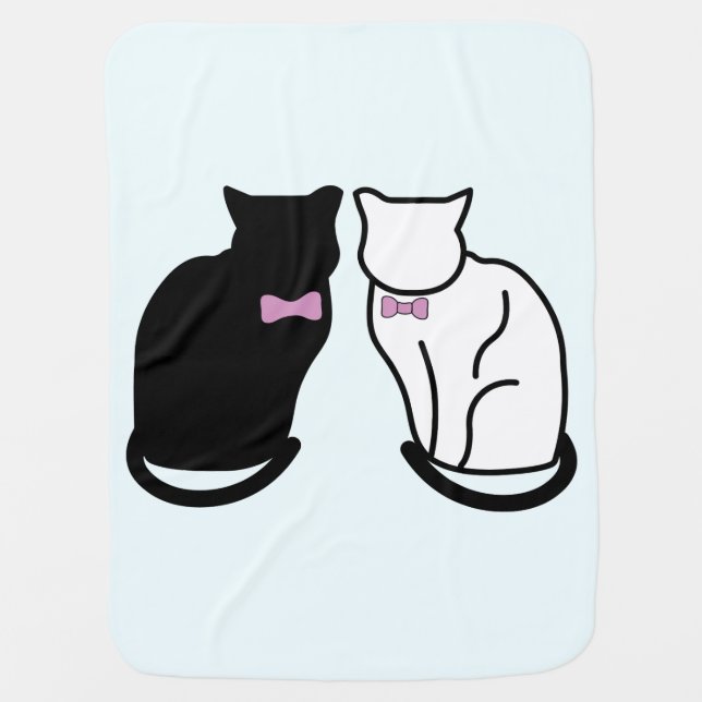 Black and White Cat Baby Blanket (Front)