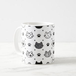 Black and white cat background on a coffee mug