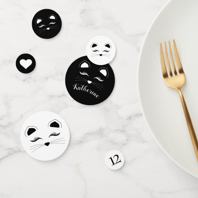 Black and White Cat Birthday Party Confetti (Group)