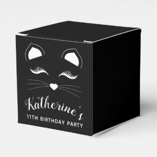 Black and White Cat Birthday Party Favor Boxes