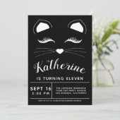 Black and White Cat Birthday Party Invitation (Standing Front)