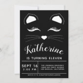Black and White Cat Birthday Party Invitation (Front)